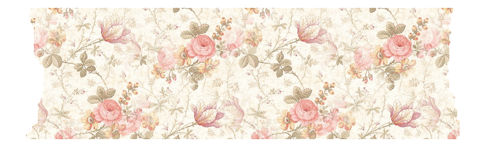 A decorative wallpaper with a vintage floral pattern featuring pink roses, leaves, and small flowers on a light background.