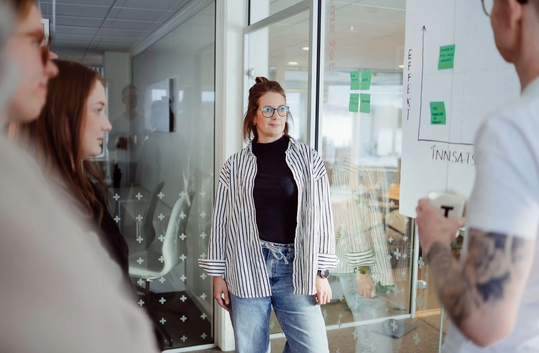 fire personer og fasilitatorer som er på kurs i design sprint