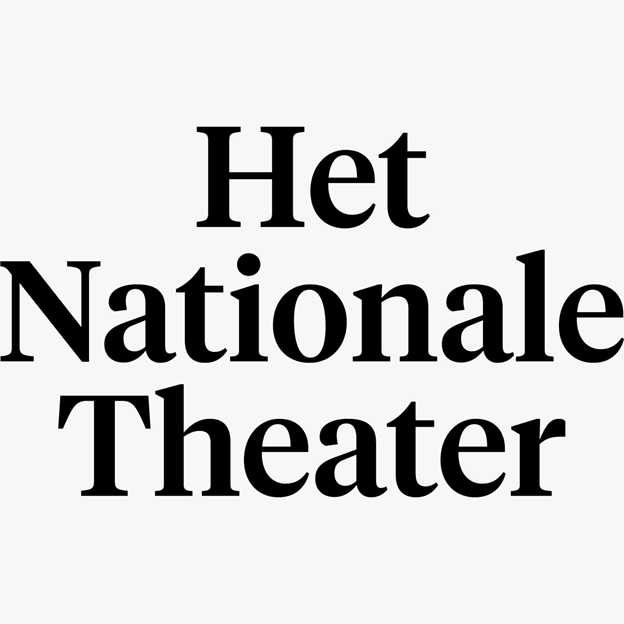 Logo van Het Nationale Theater in zwart op een grijze achtergrond