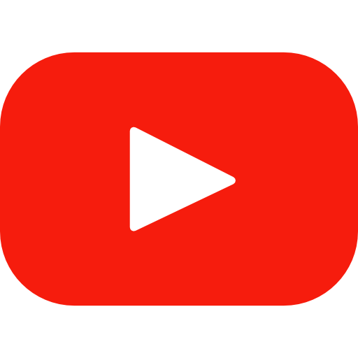 Red play button icon with a white triangle in the center, representing the YouTube logo.