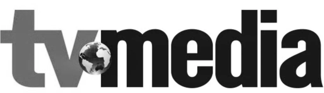 A logo reading 'tv media' with a globe as the 'o' in 'tv'