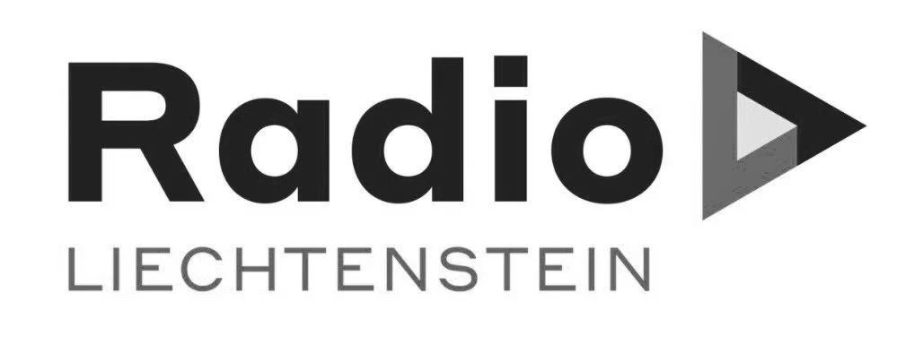 Logo of Radio Liechtenstein featuring the word 'Radio' with a stylized play button symbol and the word 'Liechtenstein' below.