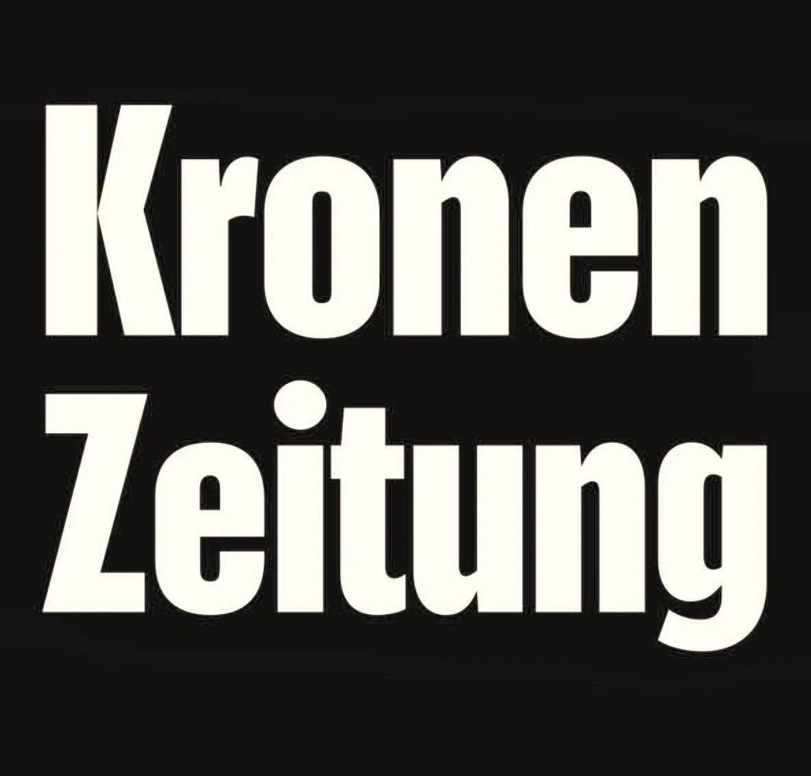 Black background with white text that says "Kronen Zeitung" in large font.