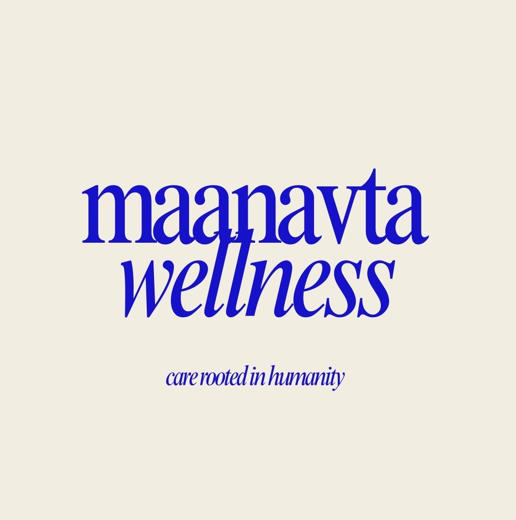 Logo for Magavta Wellness with the tagline 'care rooted in humanity' in blue text on a beige background.