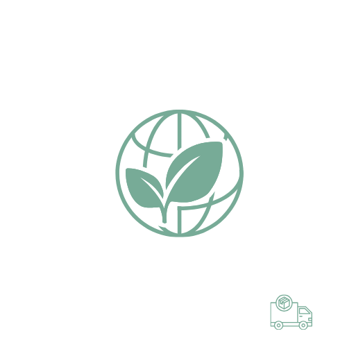 Icona di un globo terraqueo con foglie, simbolo di sostenibilità ambientale e rispetto per l'ambiente.