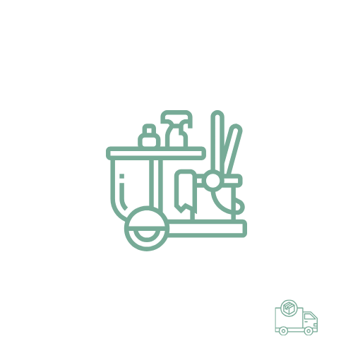 Icona di un camion della consegna con scatole e attrezzature da imballaggio.