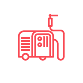 Máquina de diálisis en color rojo en fondo blanco