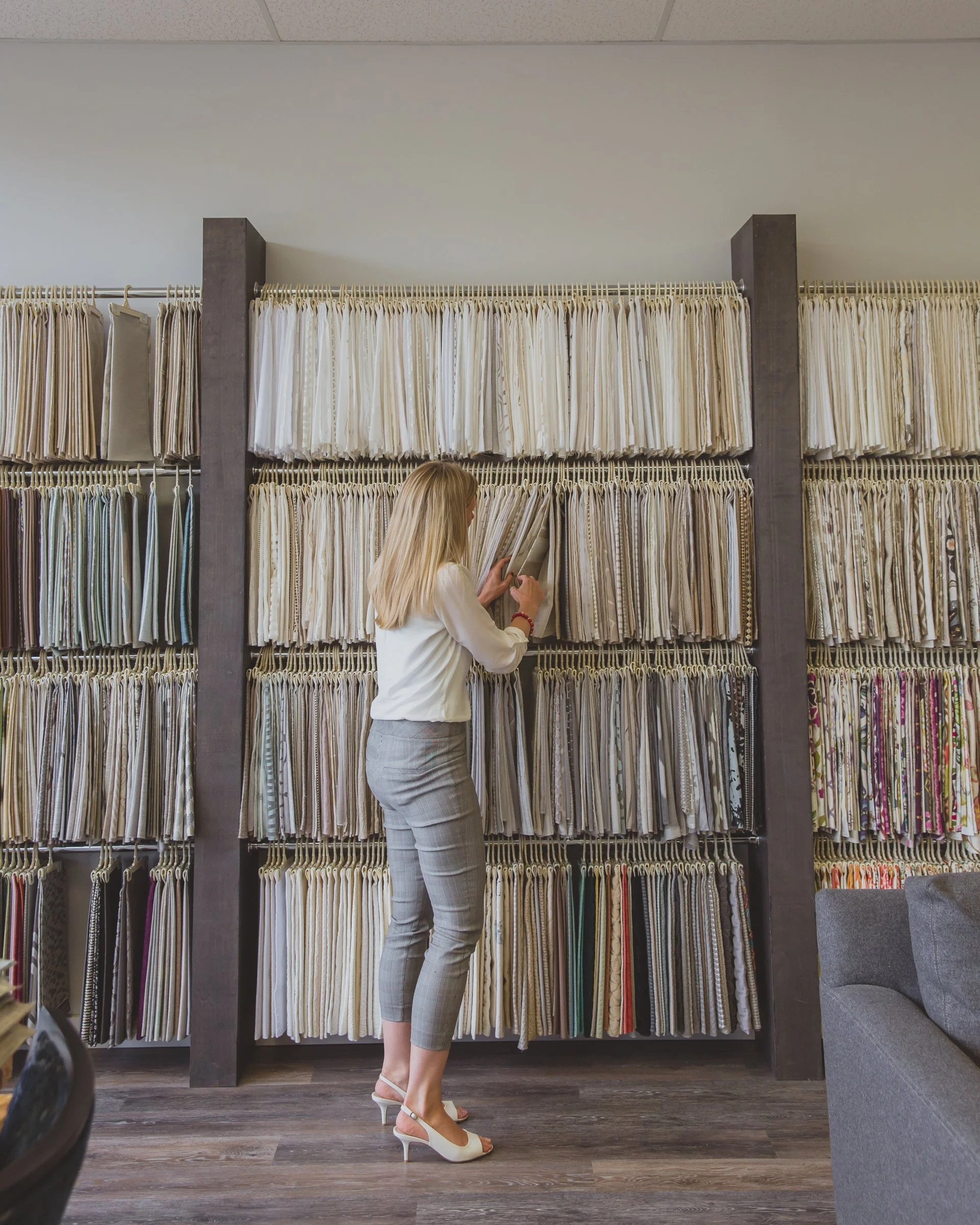 Selecting drapery fabrics for custom window treatment project