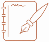 Illustratie van een notitieboek met een pen.