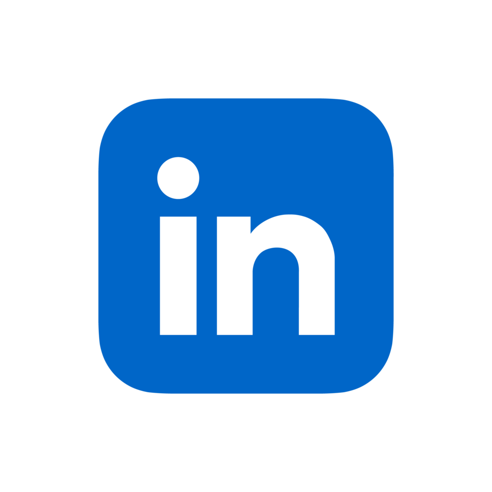 LinkedIn logo with white 'in' on a blue square background with rounded corners