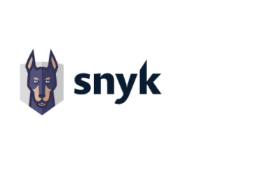 SNYK logo with a stylized dog or wolf head in blue and gray colors.