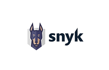 Logo featuring a stylized purple and black doberman head with pointed ears and the word 'snyk' in lowercase letters
