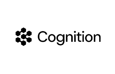 Cognition logo with black geometric shape and black text