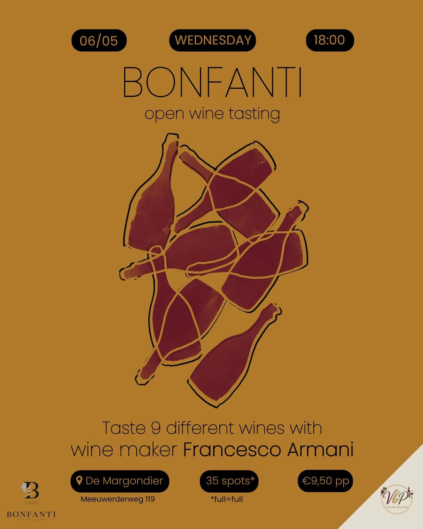 On 6 May, Vino by Palazzo is hosting Bonfanti for a relaxed Italian wine tasting in Groningen 🇮🇹🍷

Drop by @demargondier , at your own pace between 18:00-22:00 and taste the wines available for the evening. 

Francesco Armani, a junior winemaker f