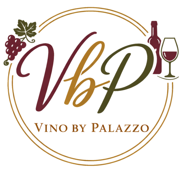 Logo van wijn- en kaasproeverijen bedrijf en online wijnkoperij Vino by Palazzo