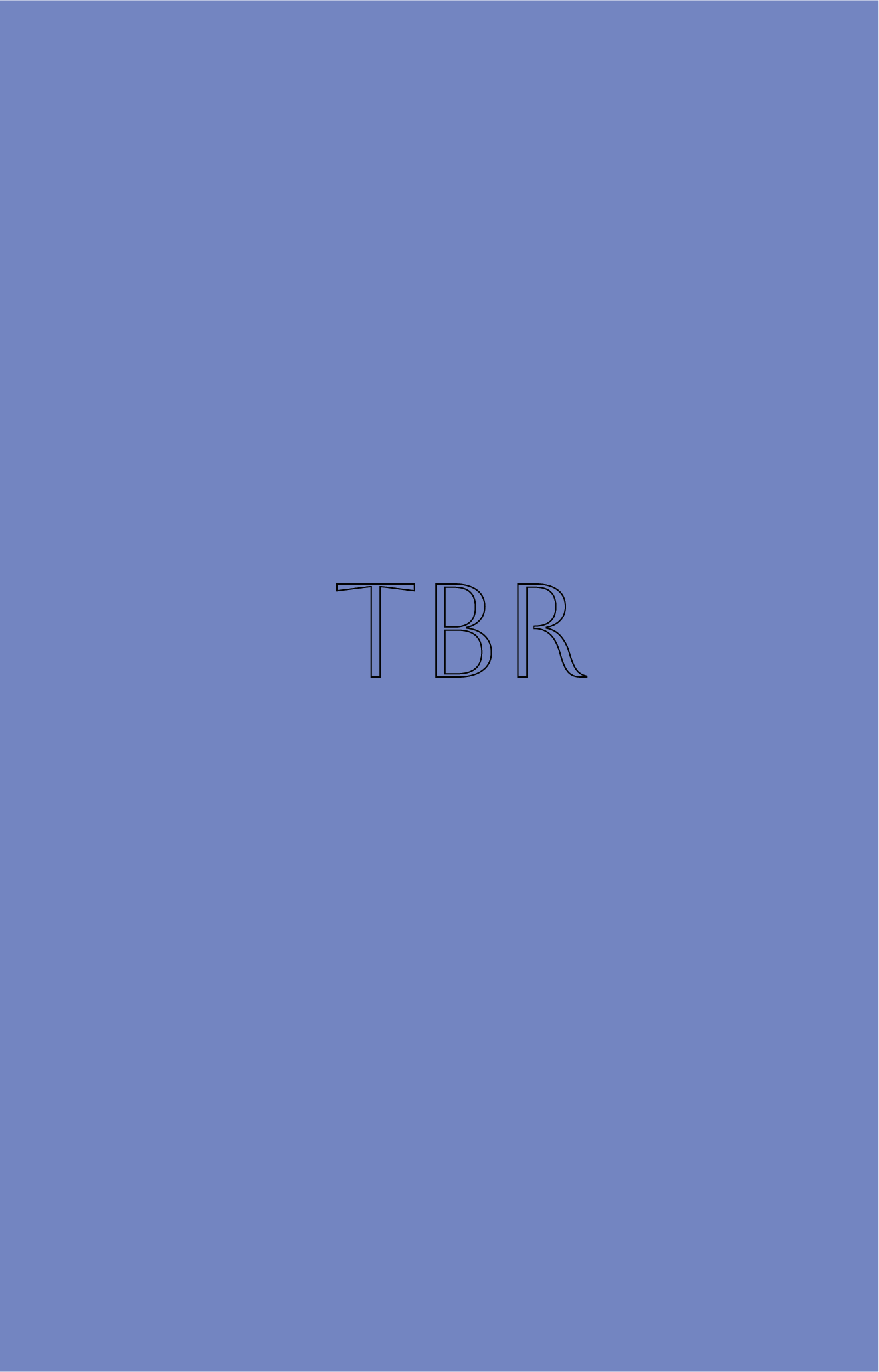 The cover of a book titled 'TBR' in large black outlined letters on a solid blue background.
