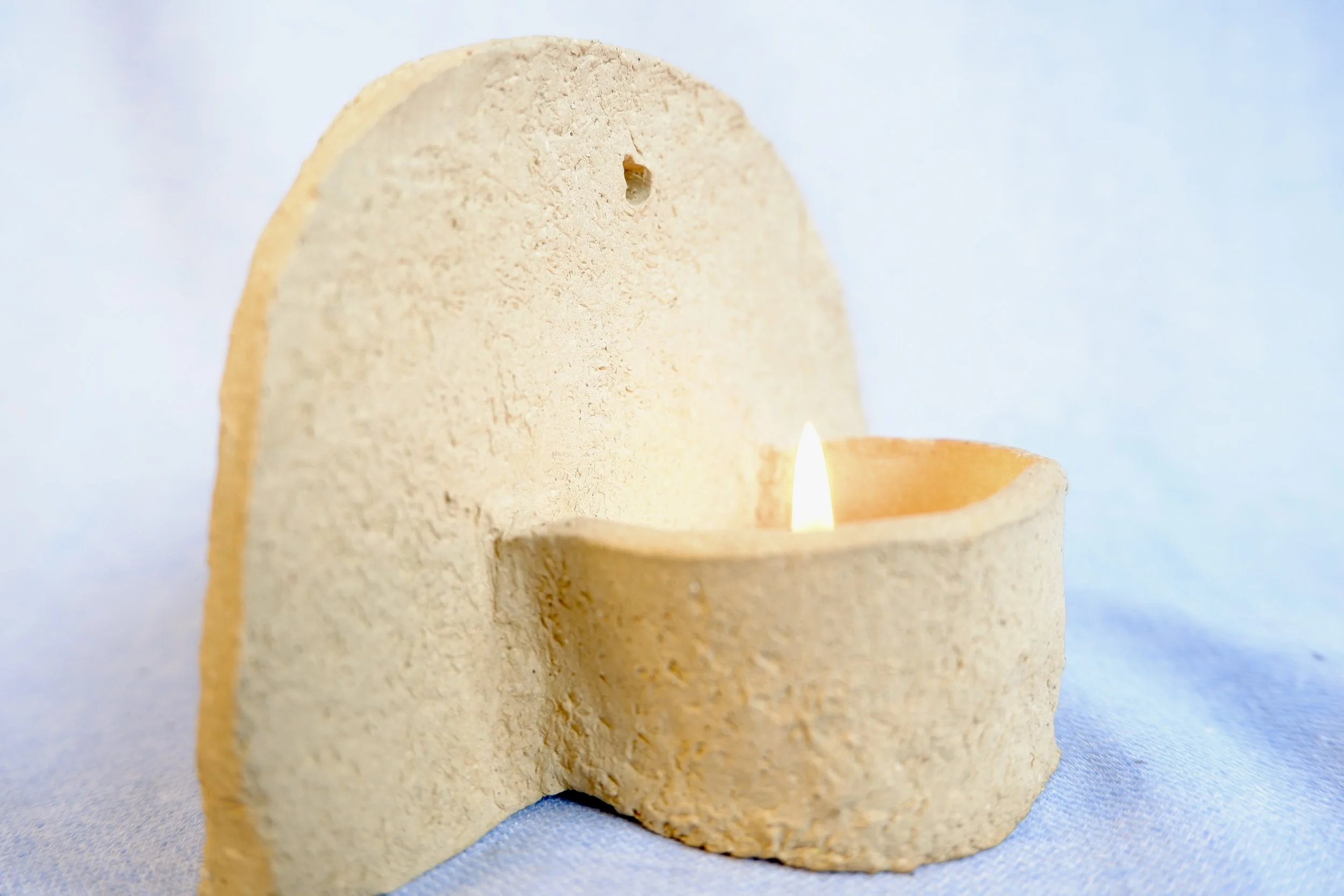 A holder for a candle.