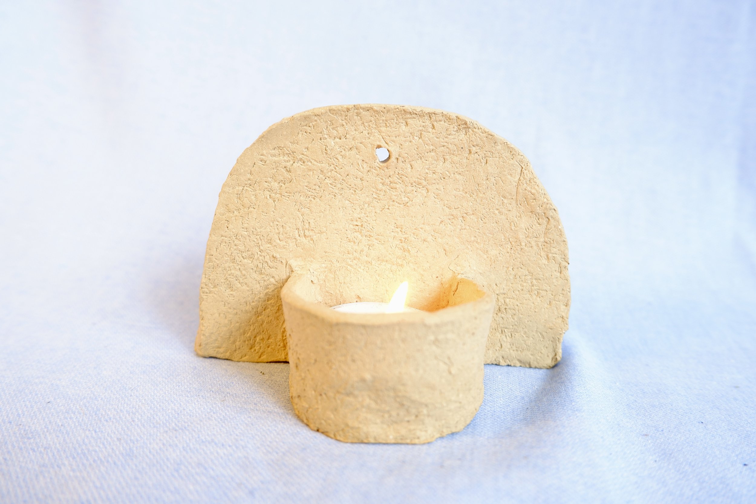 A holder for a candle.