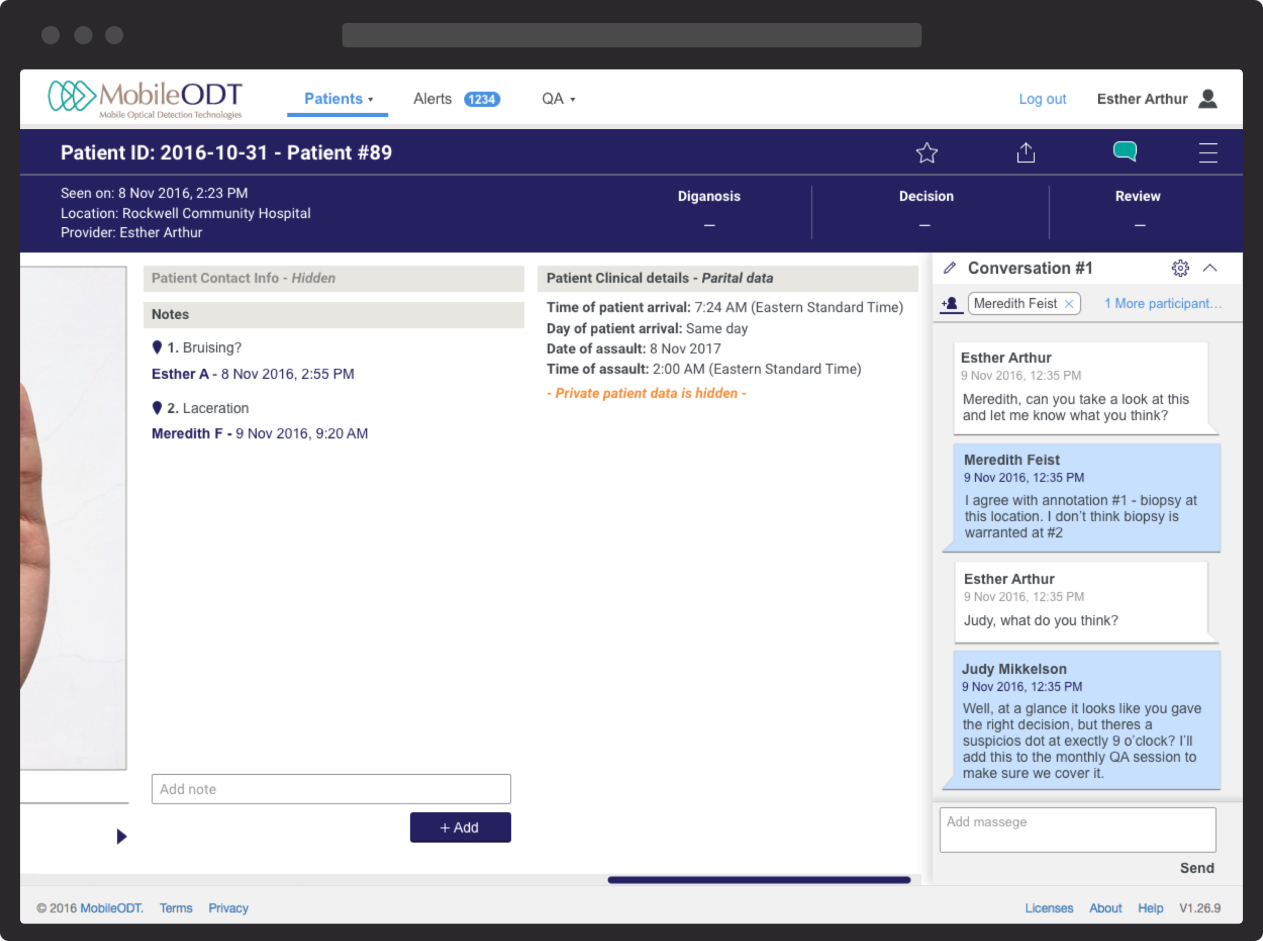 Patient case with a conversation - “Profile B”/ other nurse’s case view