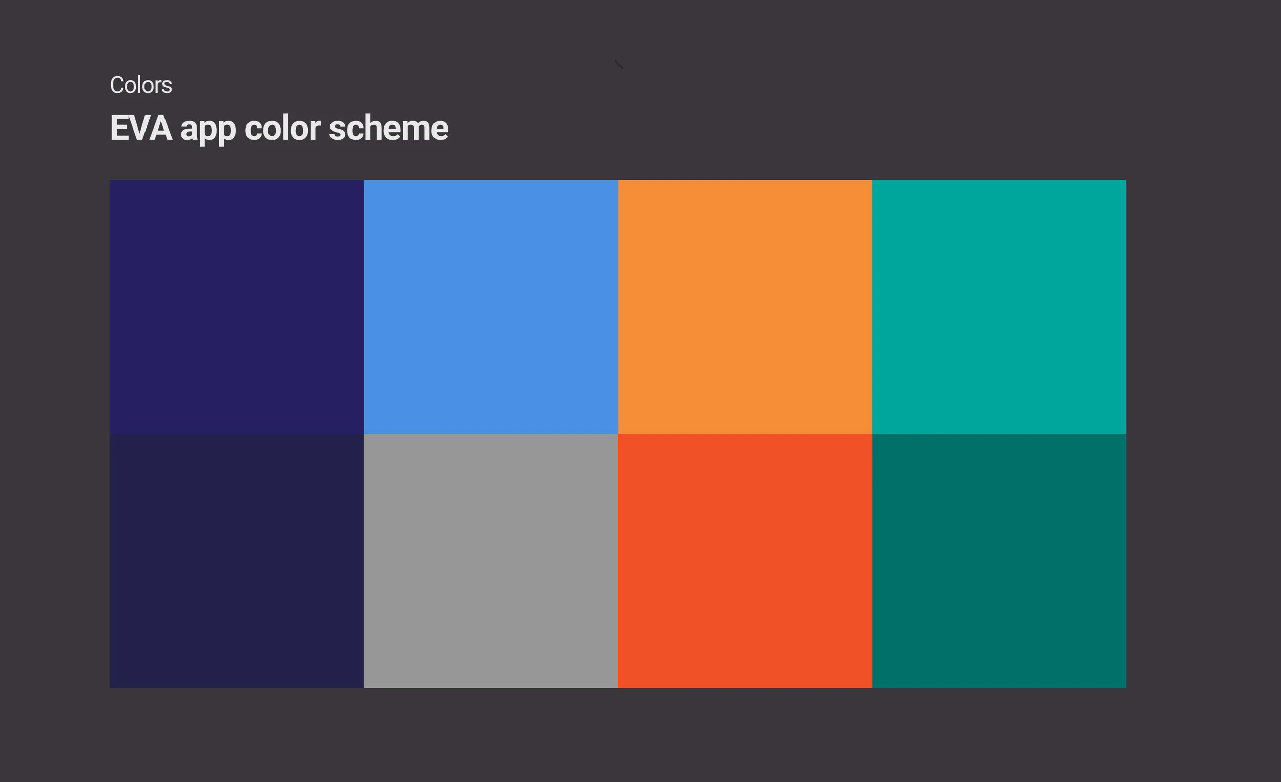 EVA product suite color scheme.