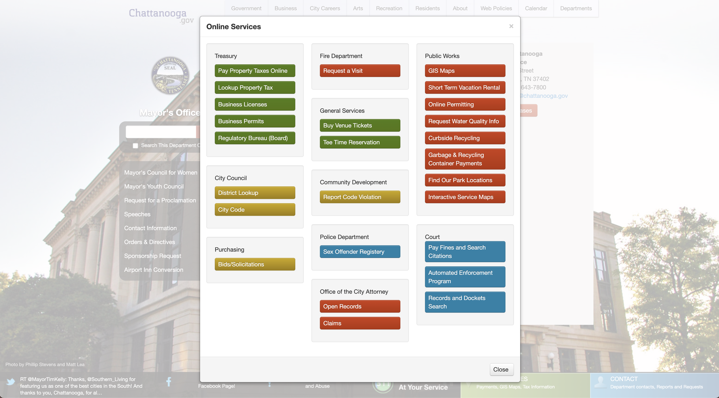 Chattanooga’s website before redesign