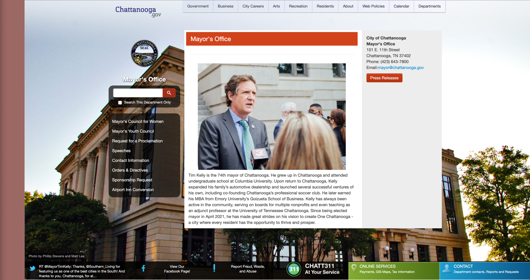 Chattanooga’s website before redesign