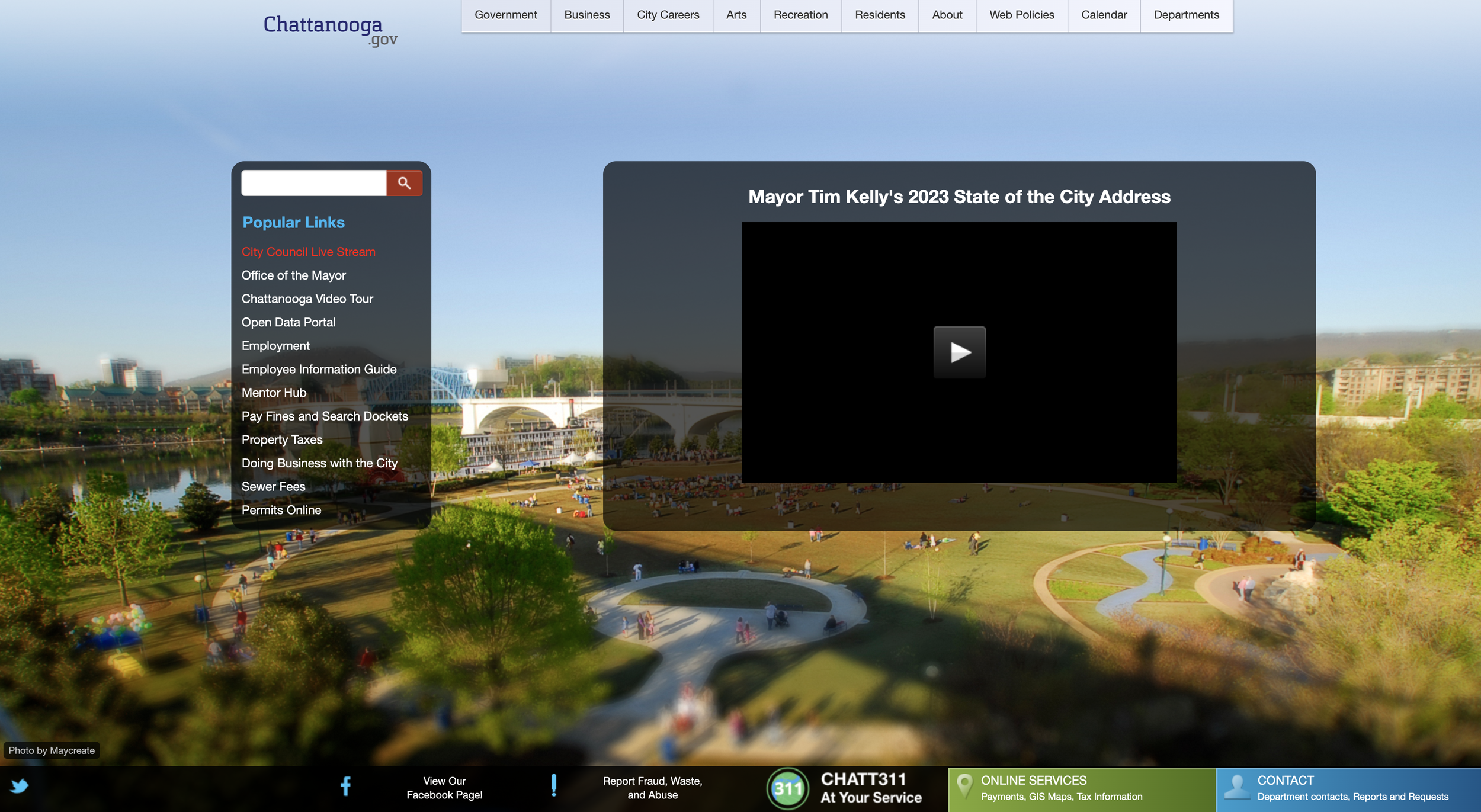 Chattanooga’s website before redesign