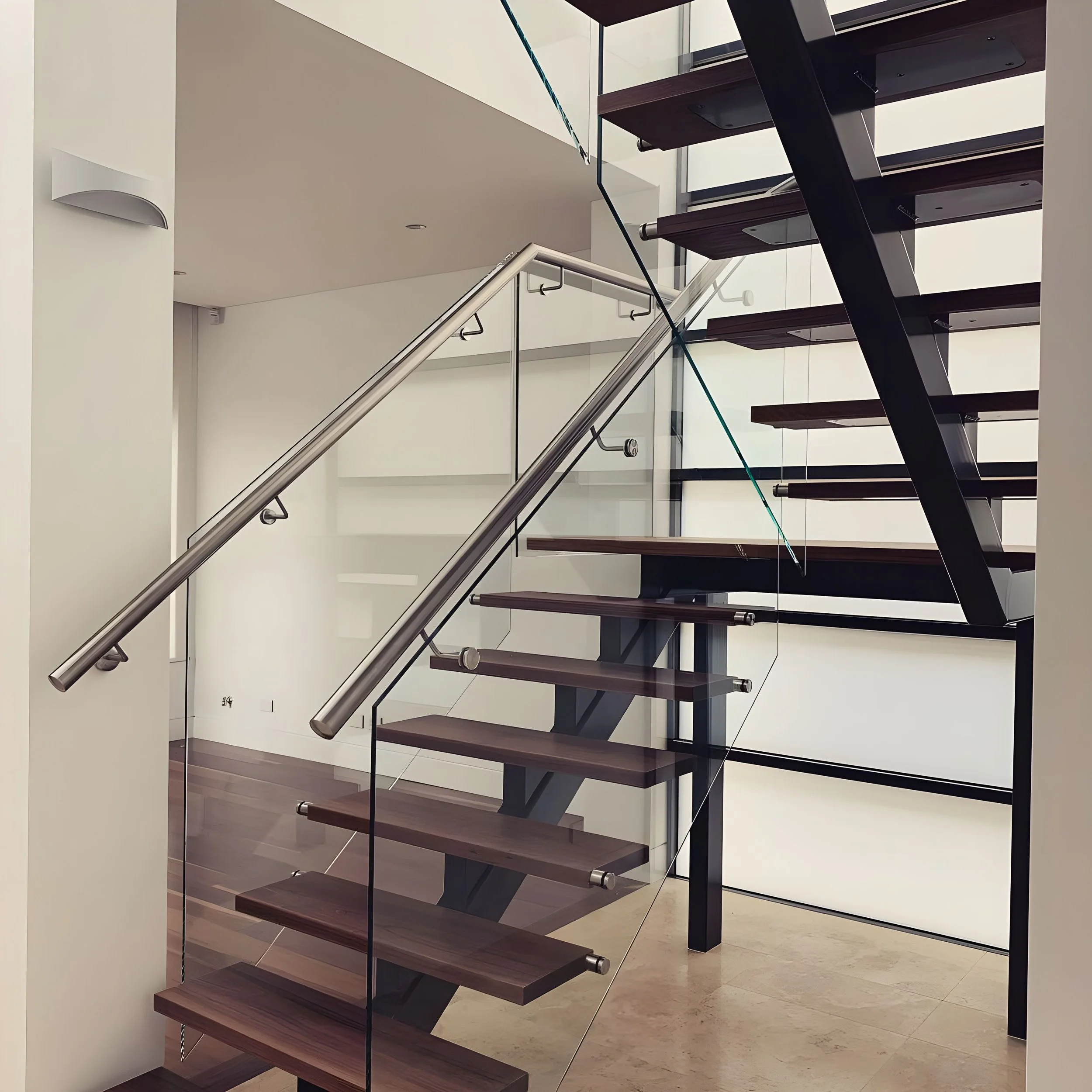 Solid tread for spine staircase