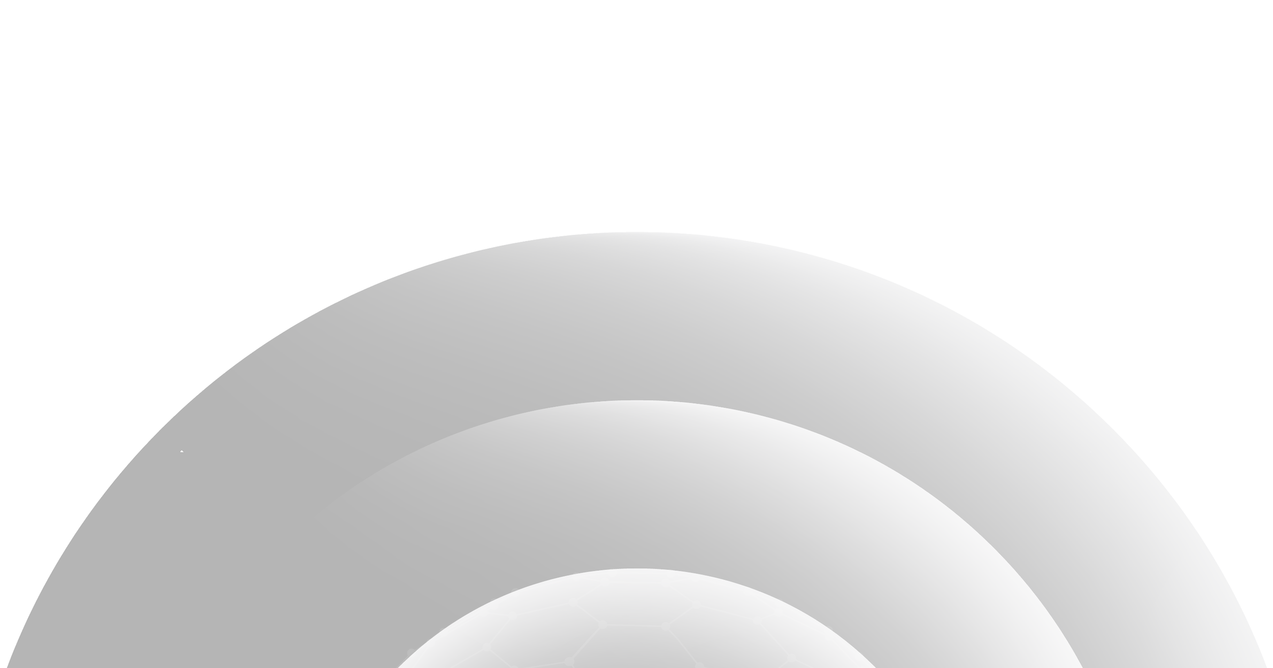 Illustration numérique représentant des cercles dégradés en noir, blanc et gris avec une sphère en bas montrant une structure hexagonale.