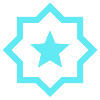 Symbole géométrique bleu avec une étoile au centre.