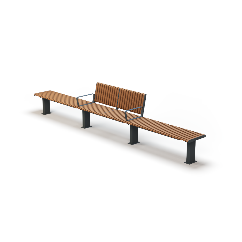 VIRA Trijų Segmentų Suoliukas su Atlošu (LVR600, LVR615, LVR630, LVR645)