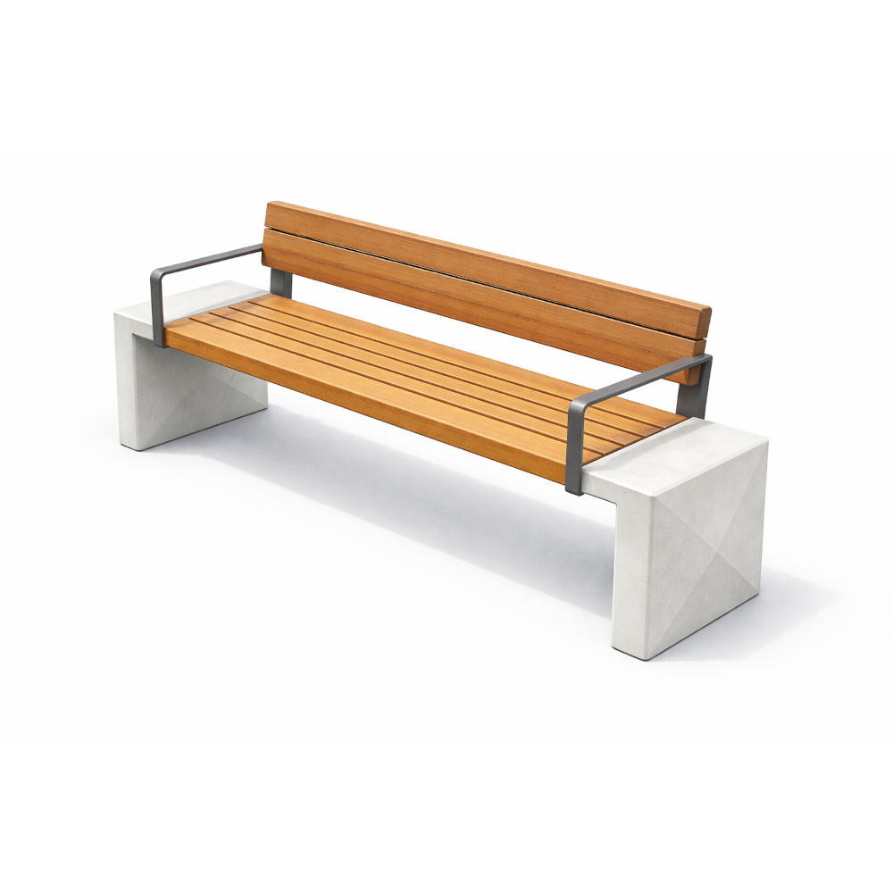 Betoninis suolas su atlošu ir porankiais (672)