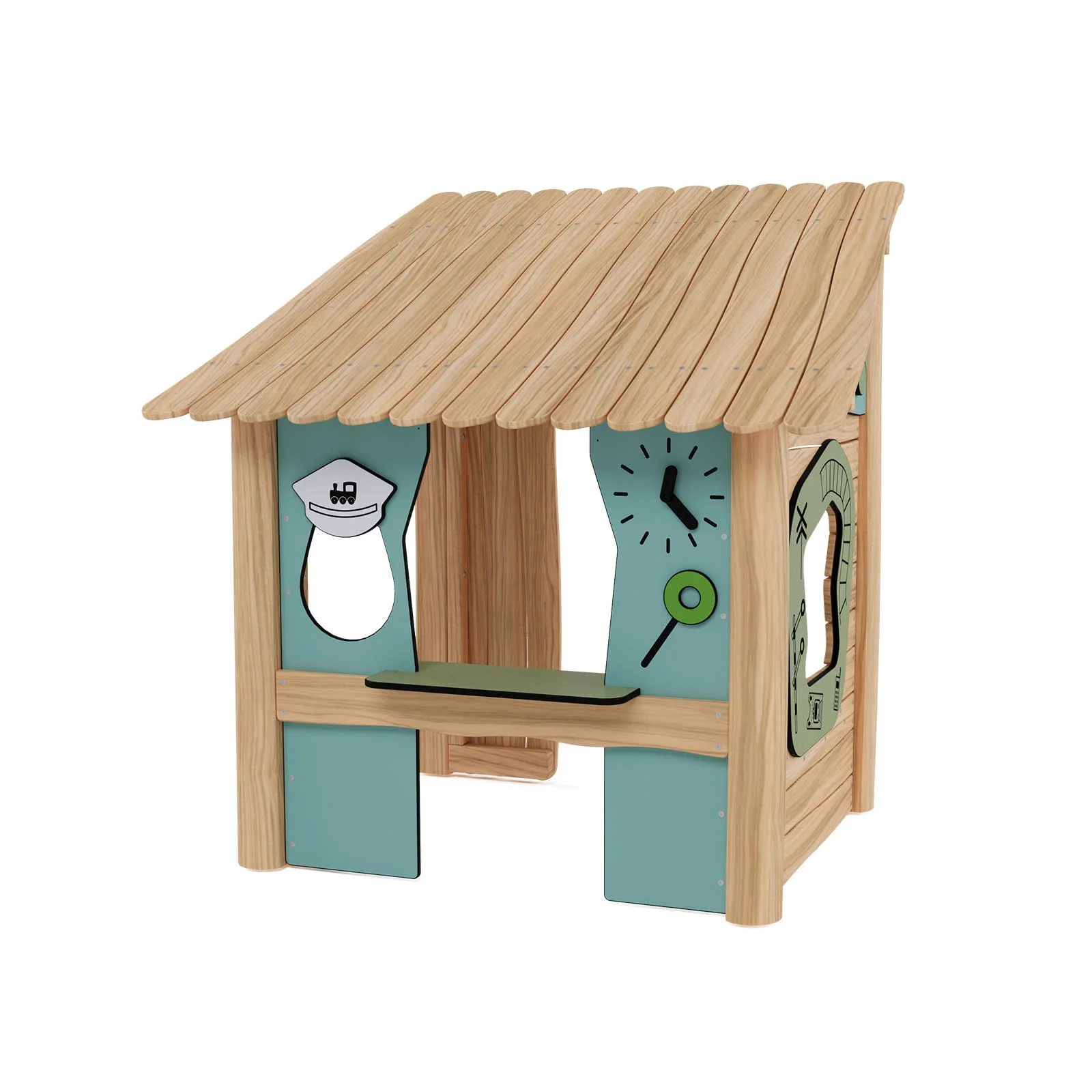 Robinio Train Station playground structure for public spaces, ages 1–6, supports role-play and social interaction, compact design