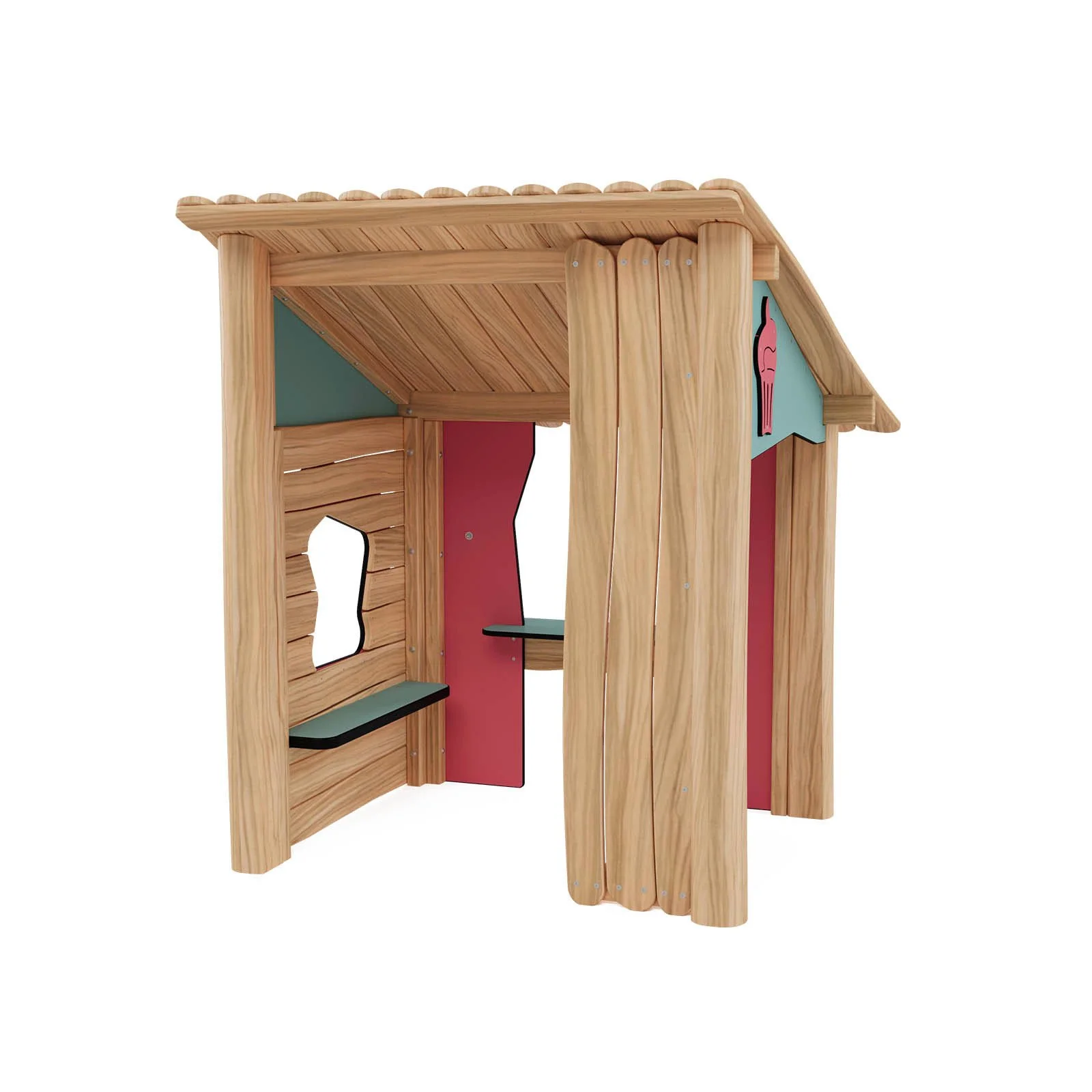 Robinio Candy Shop playground structure for public spaces, ages 1–6, supports role-play, creativity and social skills, compact wooden design