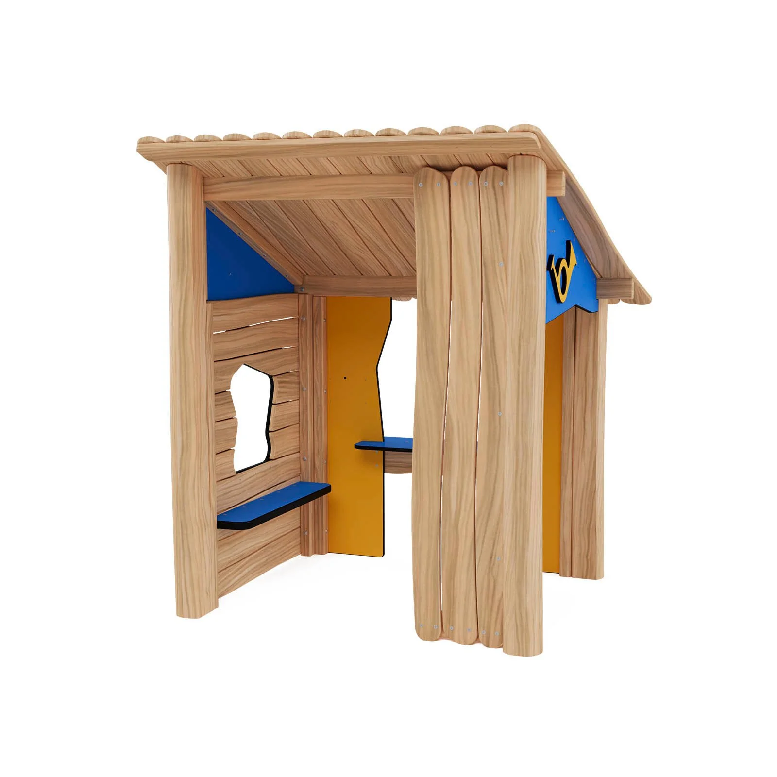 Robinio Post Office playground structure for public spaces, ages 1–6, supports role-play, communication and early learning, compact wooden design