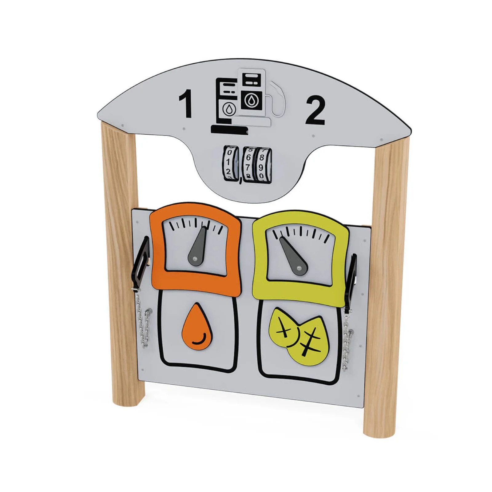 Robinio Petrol Station playground element for public spaces, ages 1–14, supports role-play and imaginative play, compact design