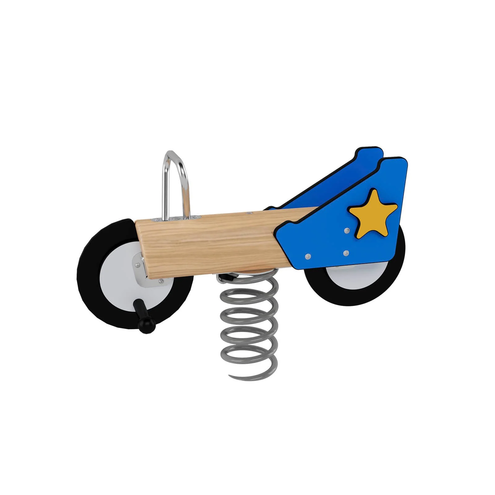 Robinio Police Scooter spring rocker for public spaces, ages 1–12, supports balance and imaginative play, concrete base installation