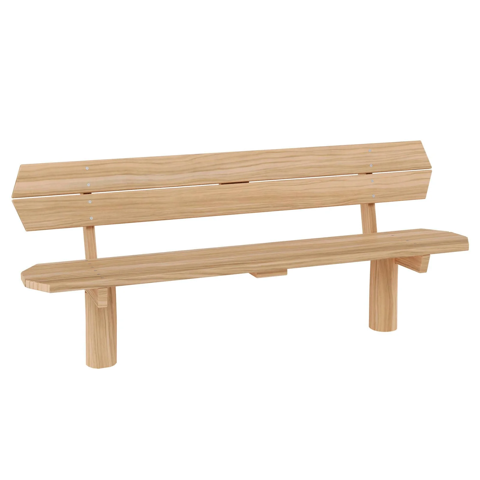 Robinio bench with backrest for public spaces, made of black locust wood, provides durable and comfortable seating for parks, playgrounds, and recreational areas.