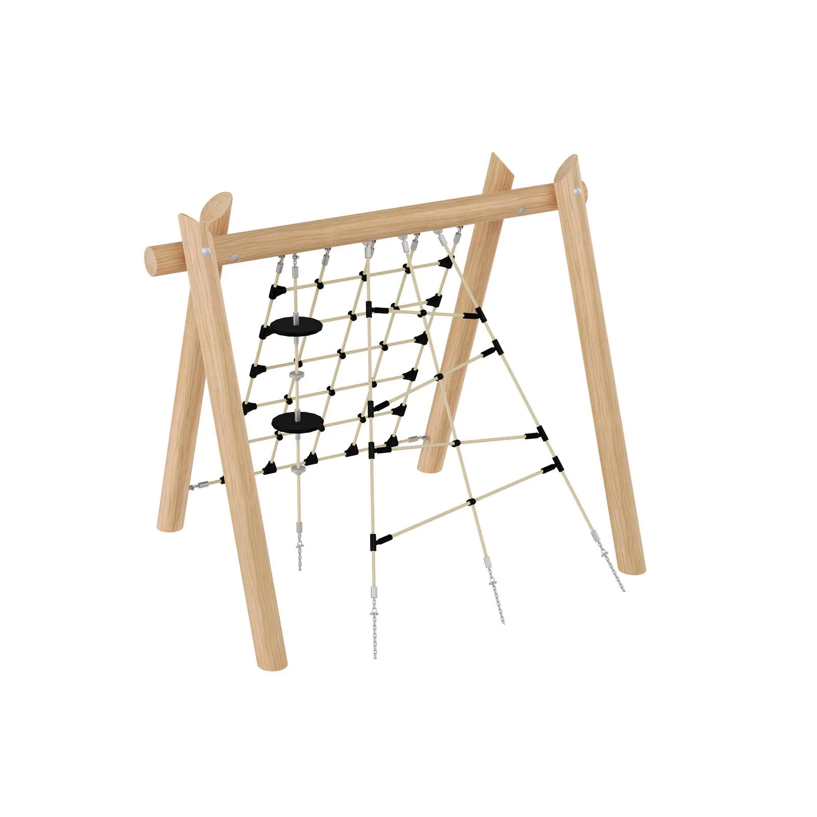 Robinio Net Climber playground structure for public spaces, ages 3–14, supports strength, coordination and climbing skills, robinia wood frame, EN 1176 compliant.