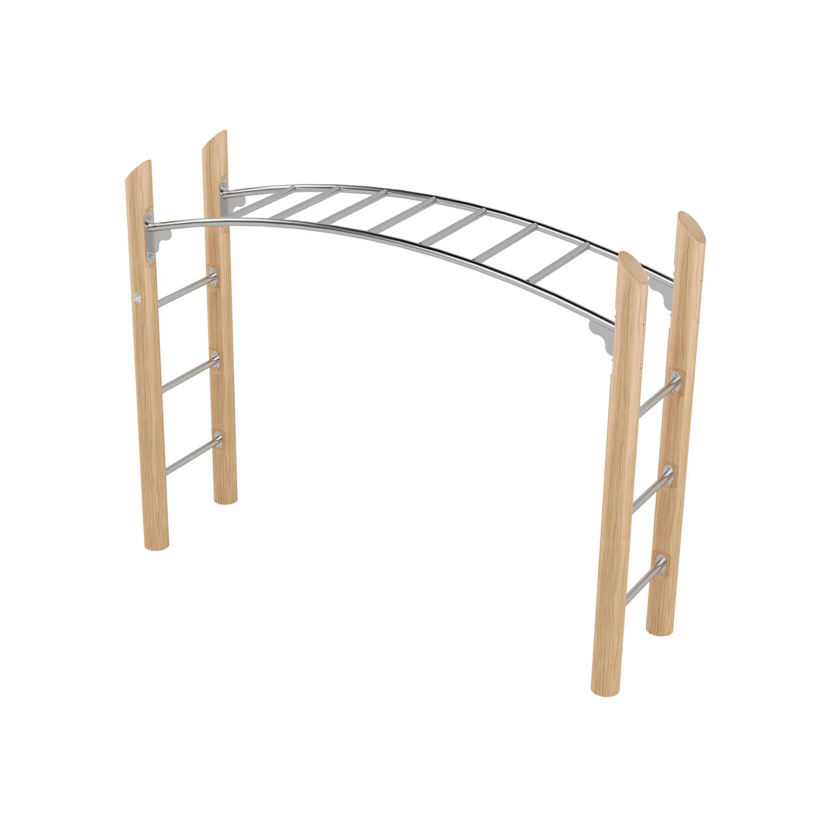 Robinio Horizontal Ladder playground structure for public spaces, ages 6–14, supports upper-body strength and coordination, stainless steel rungs, EN 1176 compliant.