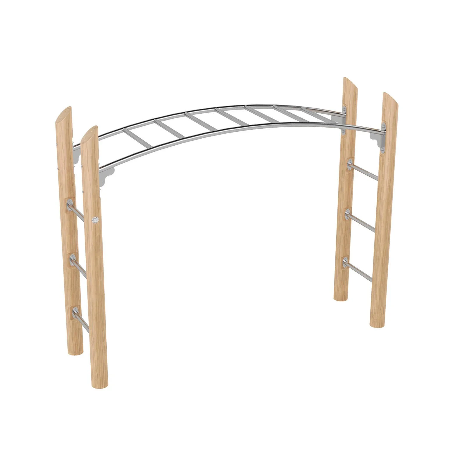 Robinio Horizontal Ladder playground structure for public spaces, ages 6–14, supports upper-body strength and coordination, stainless steel rungs, EN 1176 compliant.