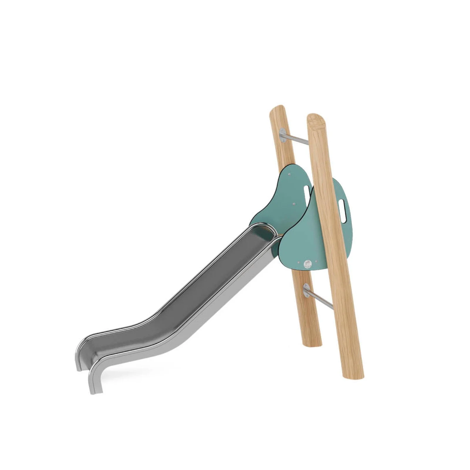 Robinio Freestanding Slide 90 playground structure for public spaces, ages 3–14, stainless steel slide, compact design, 1.0 m fall height, EN 1176 compliant.