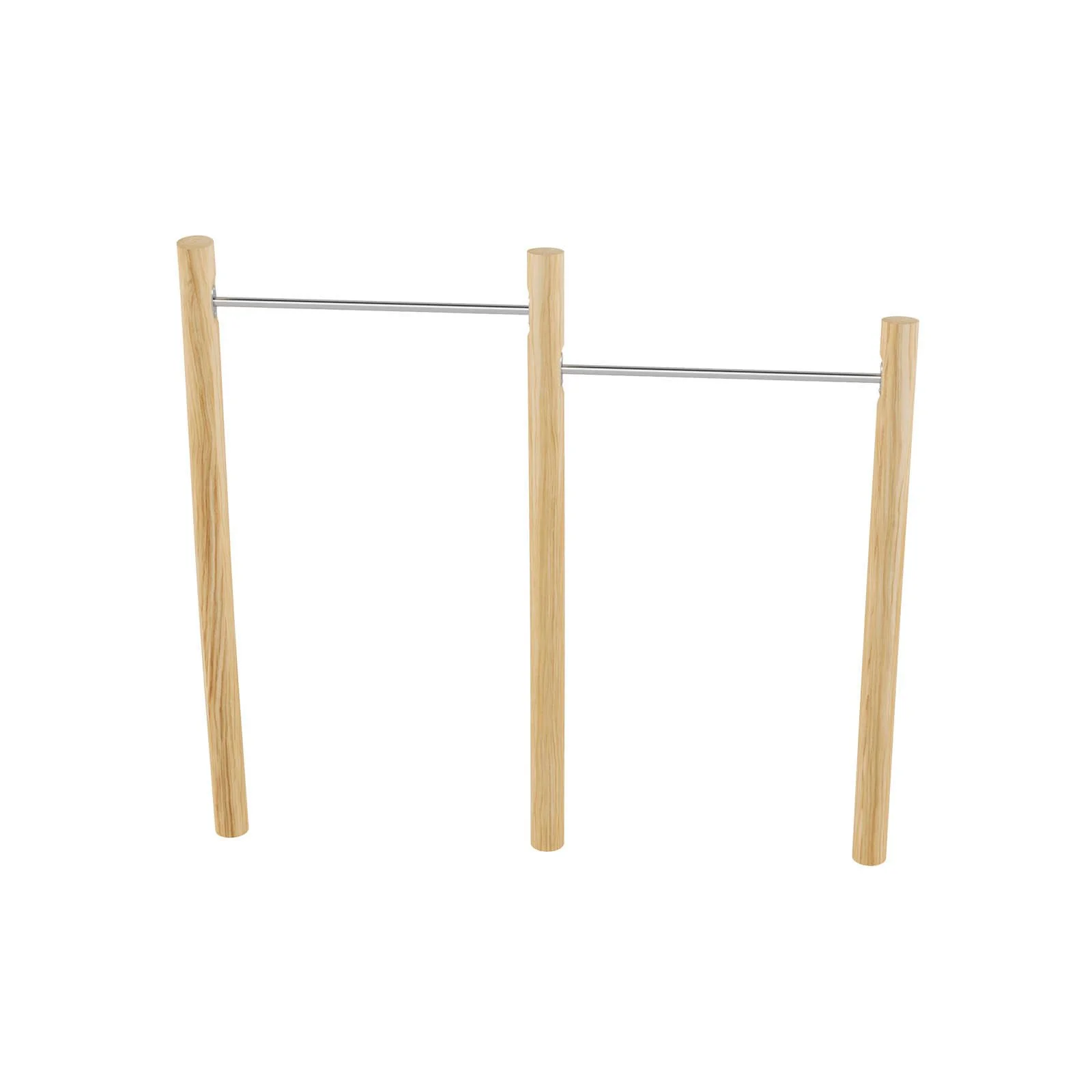 Robinio double gymnastic bars made of robinia wood for children aged 3–14, designed for public playgrounds and parks, supporting strength and coordination, EN 1176 compliant.