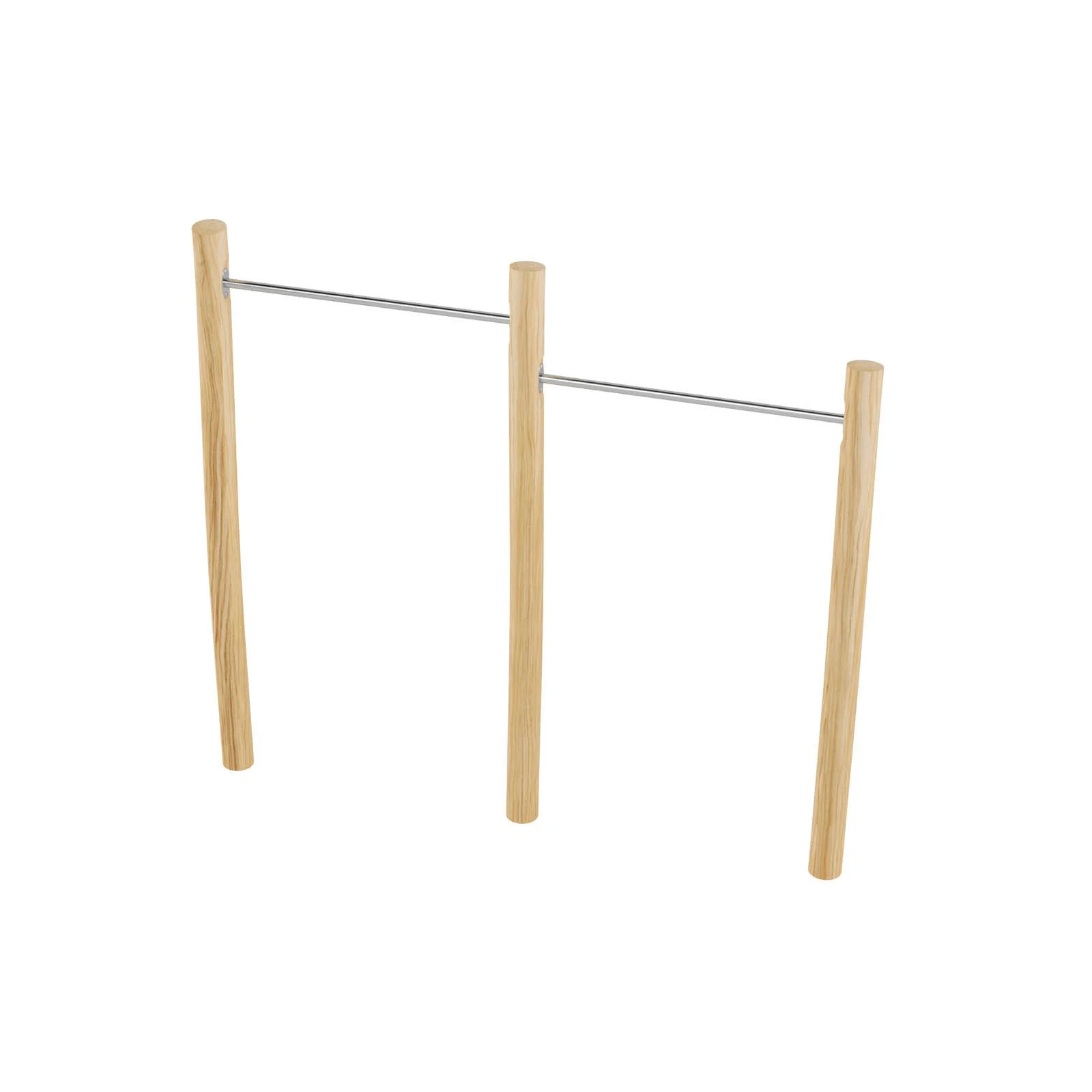 Robinio double gymnastic bars made of robinia wood for children aged 3–14, designed for public playgrounds and parks, supporting strength and coordination, EN 1176 compliant.