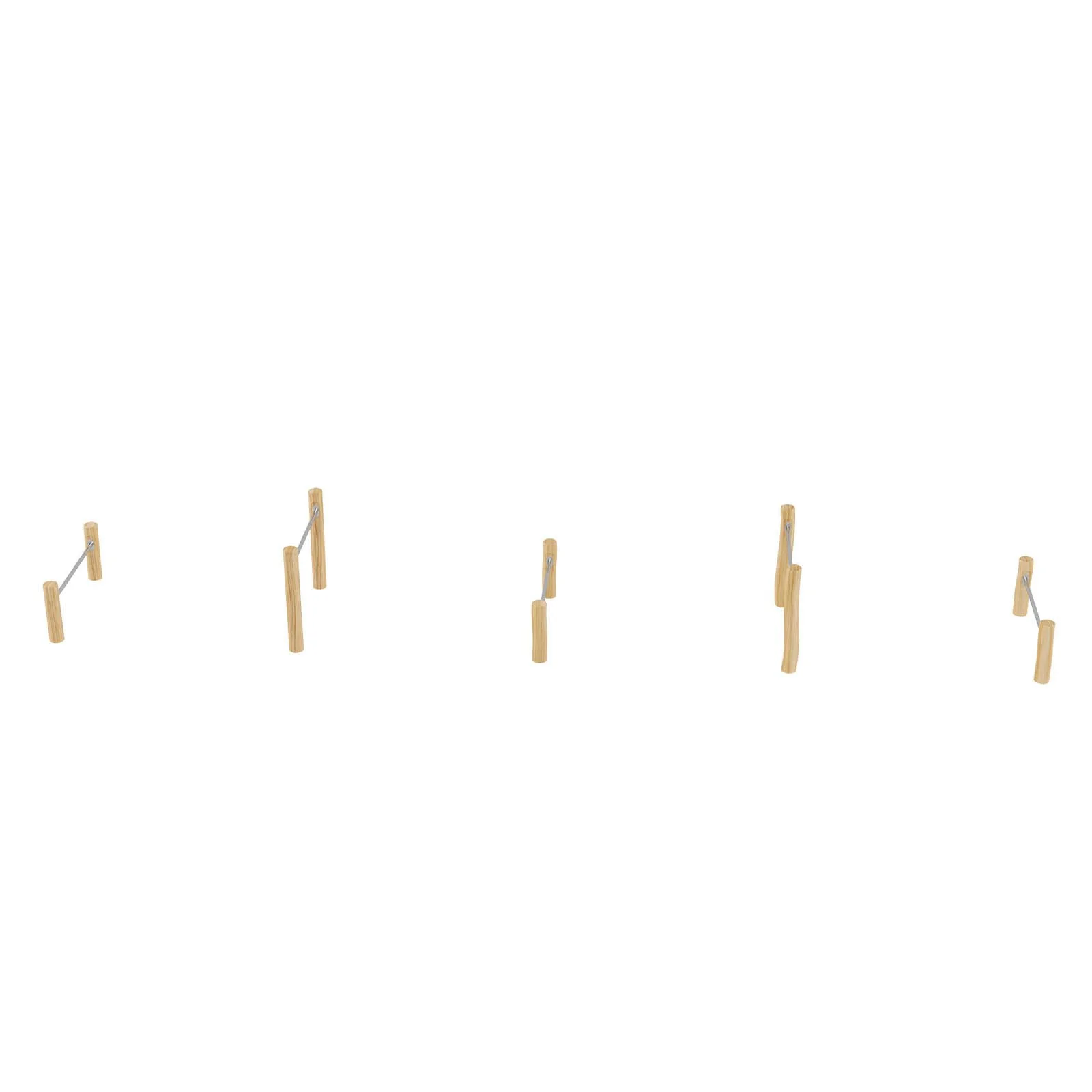 Robinio jumping bars made of robinia wood for children aged 3–14, designed for public playgrounds and fitness trails, supporting balance, coordination, and active play.