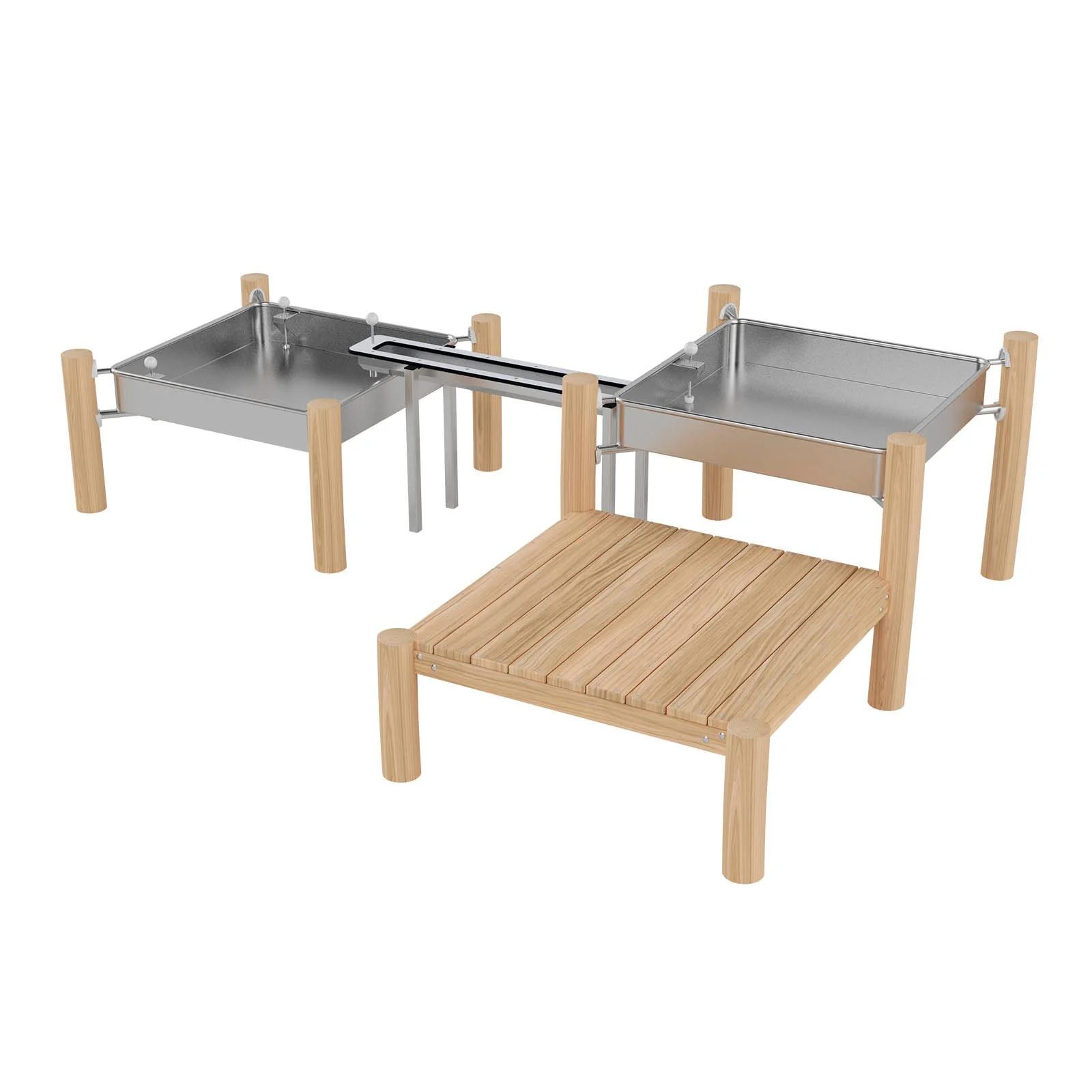 Medium Aqueduct Robinio for children aged 3–14, designed for public playgrounds, supporting water and sand play, cooperative activity, and safe outdoor exploration.