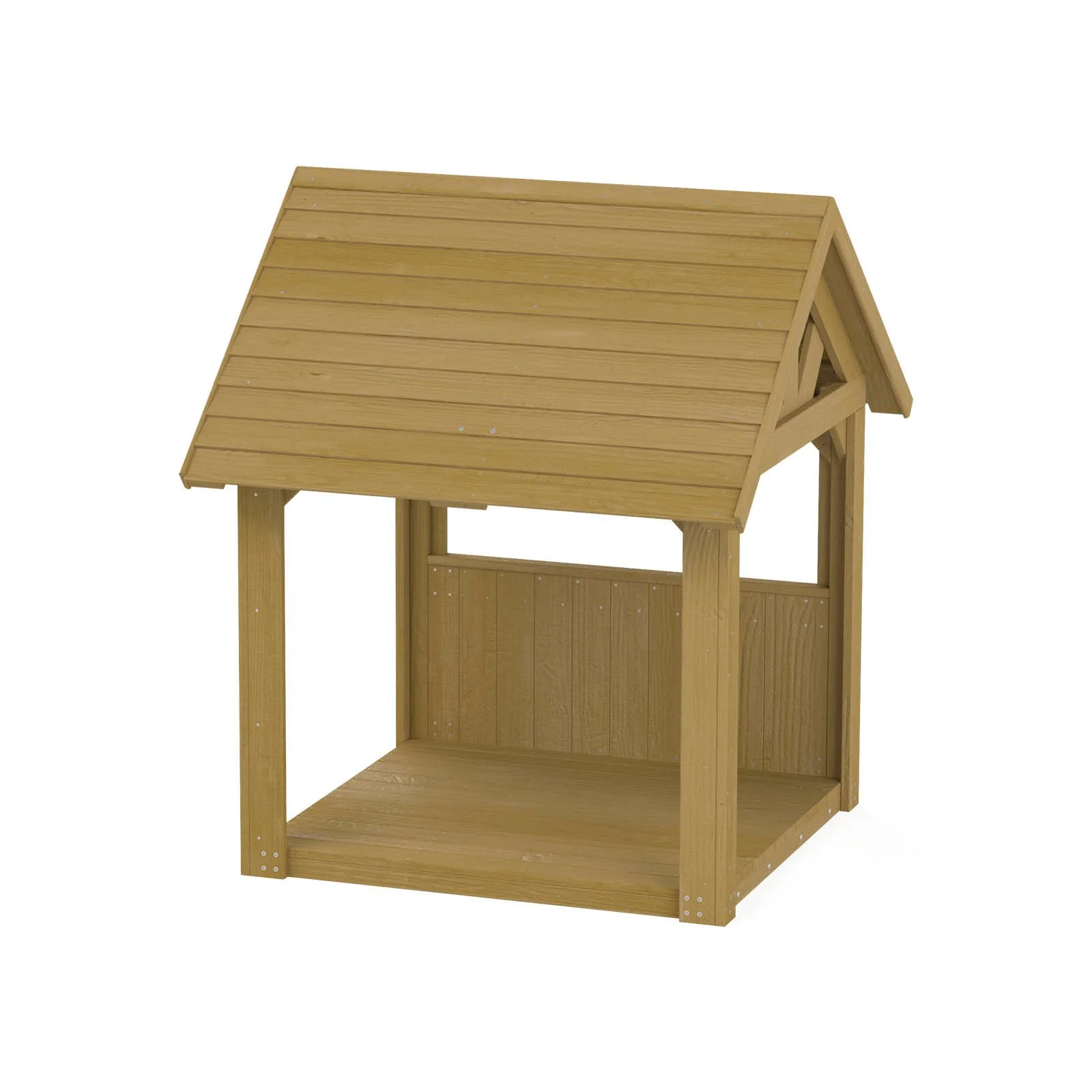 Natural wooden lattice playhouse made of impregnated pine wood, designed for children aged 1–5 for calm play, rest, and outdoor learning.