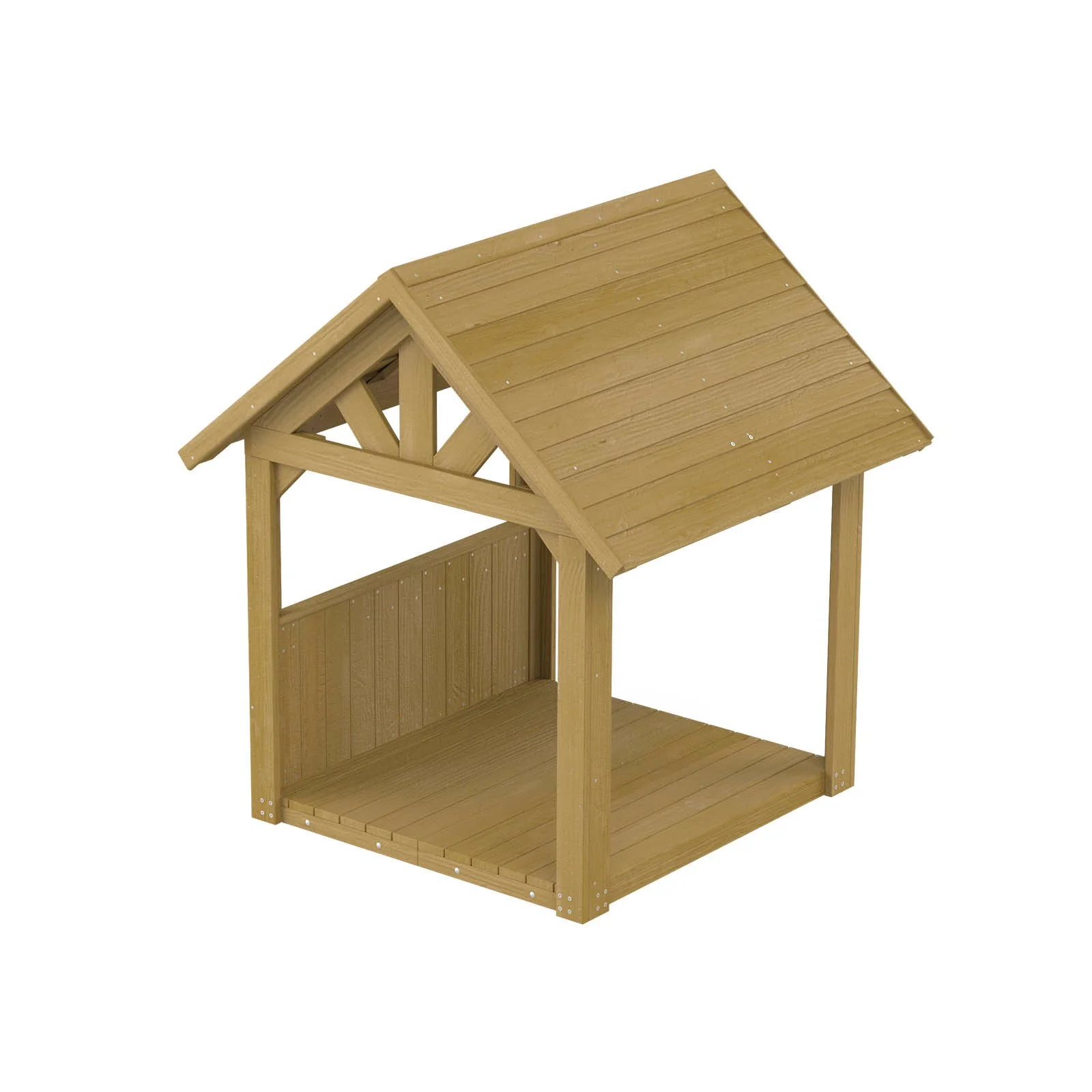 Natural wooden lattice playhouse made of impregnated pine wood, designed for children aged 1–5 for calm play, rest, and outdoor learning.