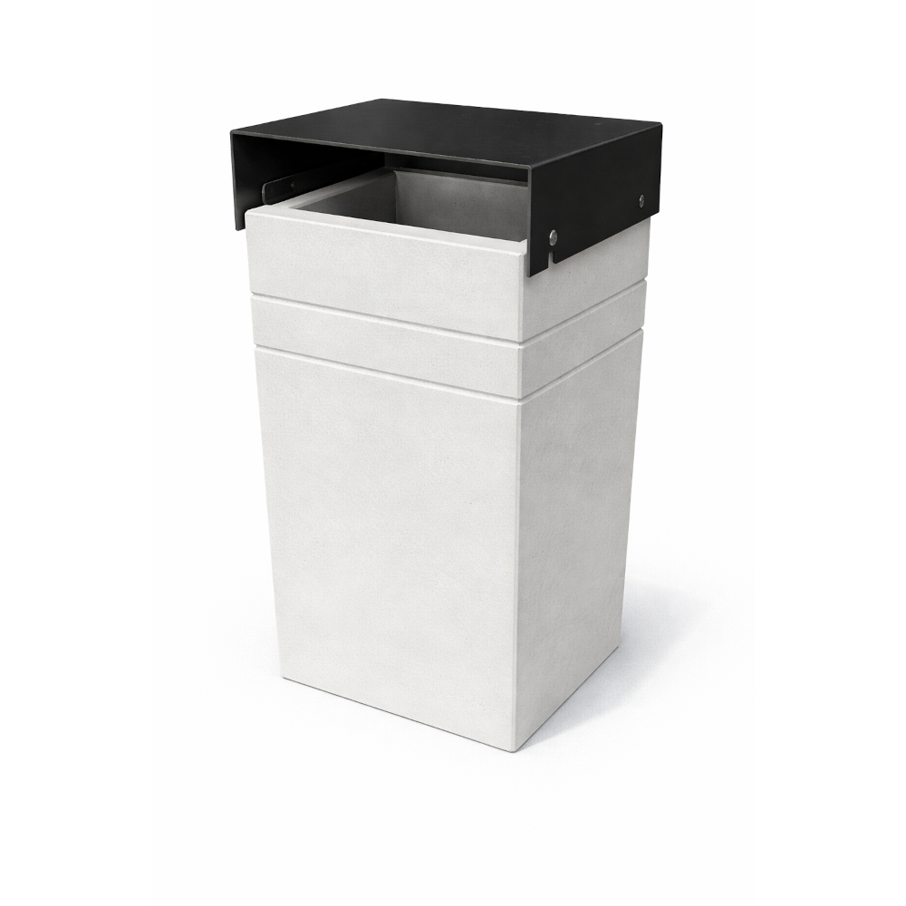 Betoninė kvadratinė šiukšlių dėžė su stogeliu 75 L (600)