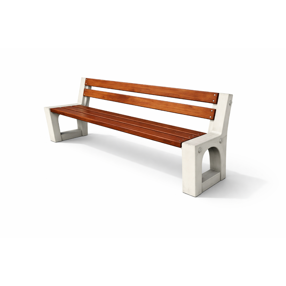 Betoninis suolas su atlošu ir medine sėdimąja dalimi (605)